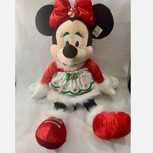 Disney Store Minnie Mouse Holiday Christmas Plush Doll Stuffed Animal Mrs. Claus